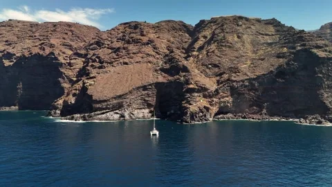 Pan Across Coast at Poris de Candelaria, La Palma, Canary Islands - Aerial Drone Pan Across Coast at Poris de Candelaria, La Palma, Canary Islands - Aerial Drone