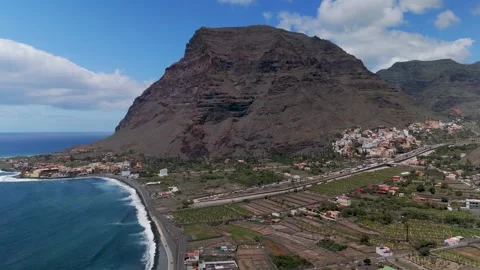 La Puntilla Wide Shot, Valle Gran Rey, La Gomera, Canary Islands - Aerial Drone La Puntilla Wide Shot, Valle Gran Rey, La Gomera, Canary Islands - Aerial Drone