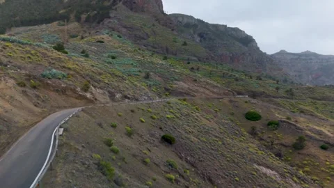 Road to Taguluche, Vallehermoso, La Gomera, Canary Islands - Aerial Drone Road to Taguluche, Vallehermoso, La Gomera, Canary Islands - Aerial Drone