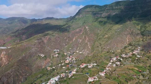 Alojera at High Altitude, Vallehermoso, La Gomera, Canary Islands - Aerial Drone Alojera at High Altitude, Vallehermoso, La Gomera, Canary Islands - Aerial Drone