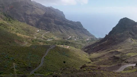 Valley of Taguluche, Vallehermoso, La Gomera, Canary Islands - Aerial Drone Valley of Taguluche, Vallehermoso, La Gomera, Canary Islands - Aerial Drone