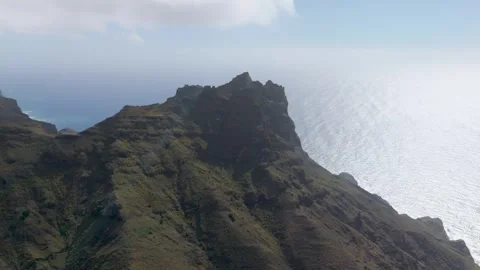 Circling Mountain Ridge, Vallehermoso, La Gomera, Canary Islands - Aerial Drone Circling Mountain Ridge, Vallehermoso, La Gomera, Canary Islands - Aerial Drone