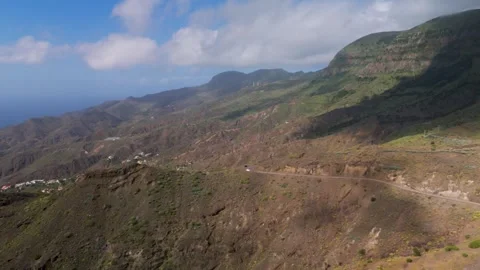 Mountain Road, Vallehermoso, La Gomera, Canary Islands - Aerial Drone Mountain Road, Vallehermoso, La Gomera, Canary Islands - Aerial Drone