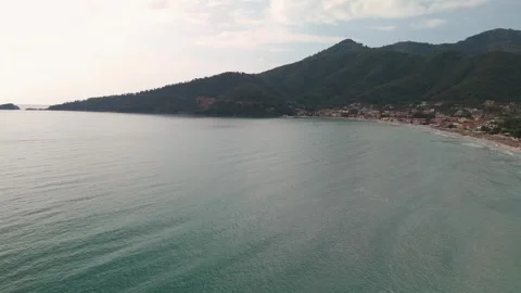 Sloping Hills at Golden Beach, Thasos, Greece - Aerial Drone Sloping Hills at Golden Beach, Thasos, Greece - Aerial Drone