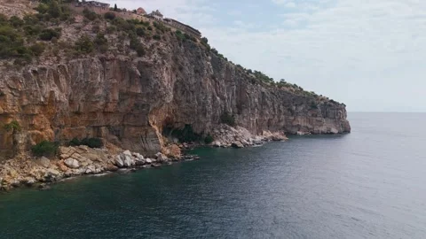 Cliffside of Monastery of the Archangel Michael Thasos, Greece - Aerial Drone Cliffside of Monastery of the Archangel Michael Thasos, Greece - Aerial Drone
