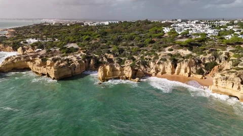 Pan Around Praia da Coelha Beach, Sesmarias, Algarve, Portugal - Aerial Drone Pan Around Praia da Coelha Beach, Sesmarias, Algarve, Portugal - Aerial Drone