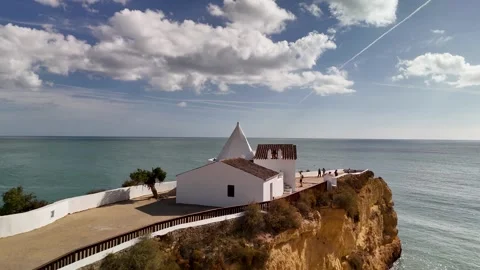 Fly By Chapel Nossa Senhora da Rocha, Church, Algarve, Portugal - Aerial Drone Fly By Chapel Nossa Senhora da Rocha, Church, Algarve, Portugal - Aerial Drone