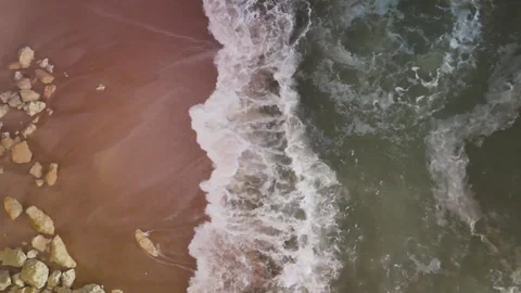 Benagil Sea Cave, Descent Into, Algarve, Portugal - Aerial Drone Benagil Sea Cave, Descent Into, Algarve, Portugal - Aerial Drone