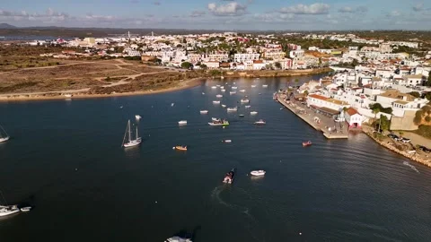 Pan and Tilt over Alvor, Portimao, Algarve, Portugal - Aerial Drone Pan and Tilt over Alvor, Portimao, Algarve, Portugal - Aerial Drone