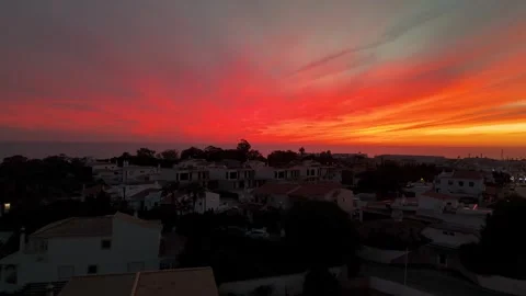 Low Flight at Sunset, Evaristo, Albufeira, Algarve, Portugal - Aerial Drone Low Flight at Sunset, Evaristo, Albufeira, Algarve, Portugal - Aerial Drone