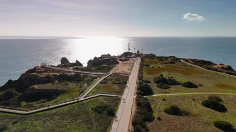 Flight to Ocean over Ponta da Piedade, Lagos, Algarve, Portugal - Aerial Drone Flight to Ocean over Ponta da Piedade, Lagos, Algarve, Portugal - Aerial Drone