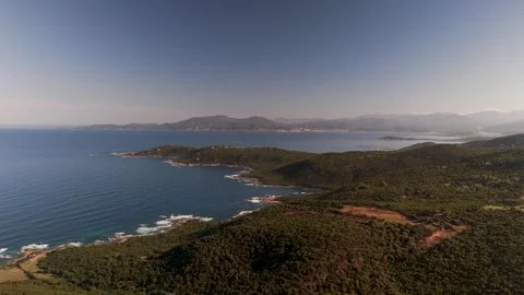 High Altitude Aerial Approach to Isoella Coastline, Ajaccio Visible