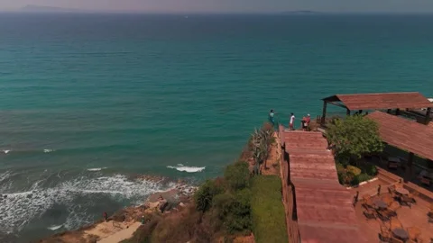 Aerial Flight Over Loggas Beach Cliffs and Glass Viewing Platform, Corfu Aerial Flight Over Loggas Beach Cliffs and Glass Viewing Platform, Corfu