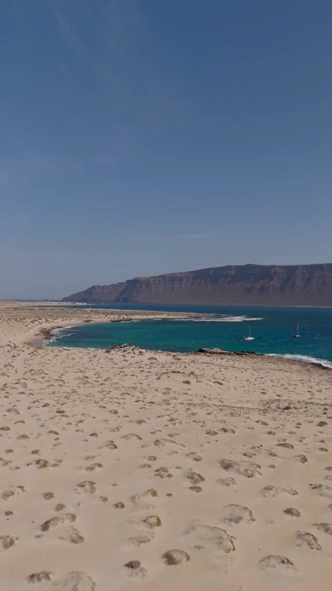 Drone Flight Over Land Towards Playa del Salado and Lanzarote Island Drone Flight Over Land Towards Playa del Salado and Lanzarote Island