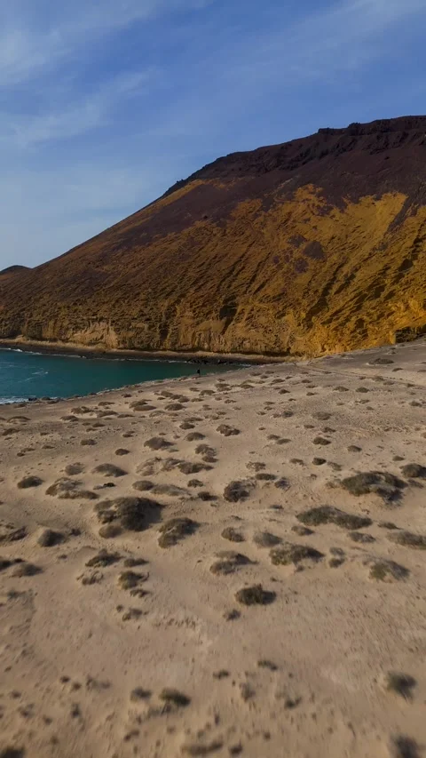 Vertical Aerial of Yellow Volcano Montana Amarillo and Playa La Cocina, La Graci Vertical Aerial of Yellow Volcano Montana Amarillo and Playa La Cocina, La Graci
