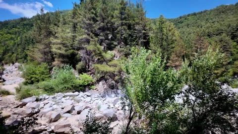 Panning Across the Dry Kosaynthos River Valley Near Xanthi