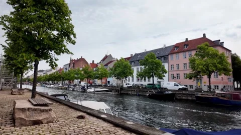 Walking Along Colorful Canal Houses in Christianshavn, Copenhagen Walking Along Colorful Canal Houses in Christianshavn, Copenhagen