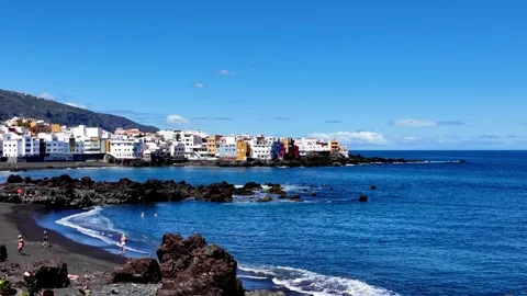 Wide Pan of Playa Grande Beach towards Punta Brava, Puerto de la Cruz