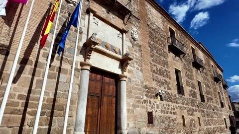 Pan Up Across Main Entrance of Historic Palacio de Fuensalida, Toledo Pan Up Across Main Entrance of Historic Palacio de Fuensalida, Toledo