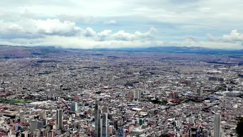 Expansive Wide Panning Shot of Bogota Cityscape from Top of Monserrate