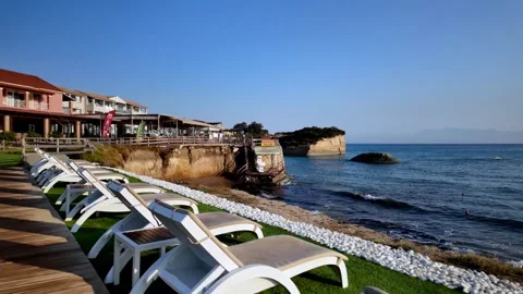 POV Walk Along Sidari Coastline Towards Canal d'Amour and Sun Loungers POV Walk Along Sidari Coastline Towards Canal d'Amour and Sun Loungers