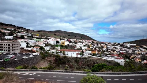 Wide Pan Across Villa de Valverde Town towards the Atlantic Coastline