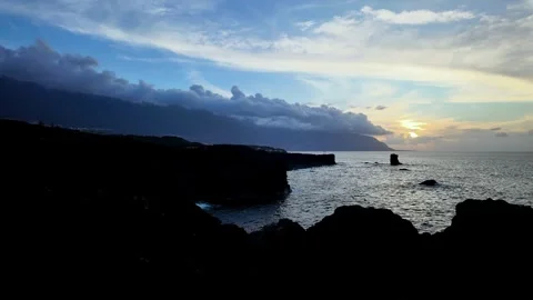 Sunset Timelapse Pan from Mirador Punta Del Pozo as Sun Dips Below Sea