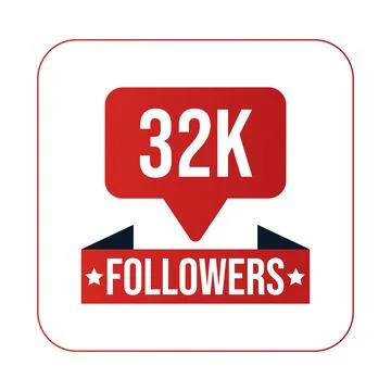 32K Followers Design Template Vector Illustration Stock Illustration