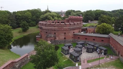33 castle in the forest, moat around the castle Video stock 266942996
