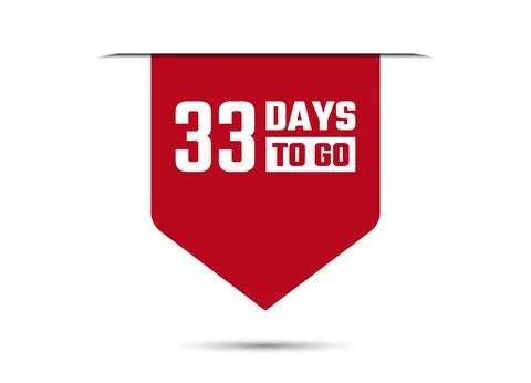 33 days to go red vector banner illustration isolated on white background Stock Illustration