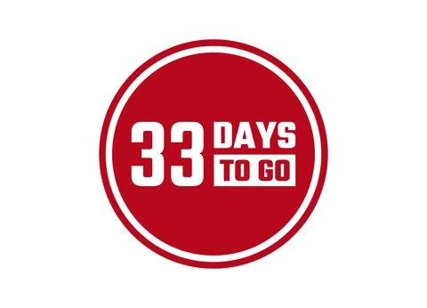 33 days to go red vector banner illustration isolated on white background Stock Illustration