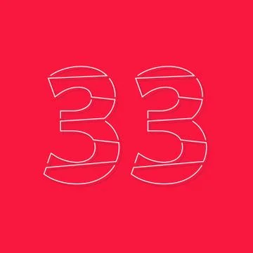 33 font, linear stroke number. Modern trendy, creative style design. For logo Stock Illustration