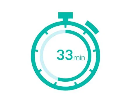 33 minutes timer icon, 33 min digital timer. Clock and watch, timer, countdow Stock Illustration