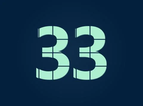 33 number, vector desing font.  Made of knife cut. For logo, brand label, des Stock Illustration