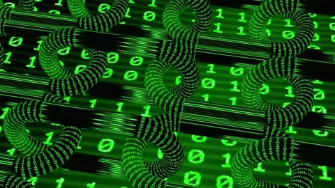 33 seconds endless looping green binary code blockchain HD video Stock Footage 283108643