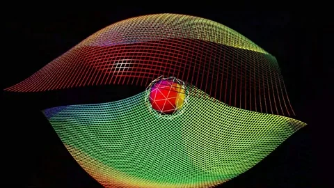 33 seconds endless looping moving mirror waves sphere screensaver HD video Stock Footage 288732296