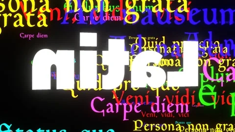 33 seconds of Latin language phrases moving around page on black background Stock Footage 301709587
