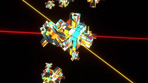 33 seconds looping colourful angular cube protrusions HD video Stock Footage 289562720