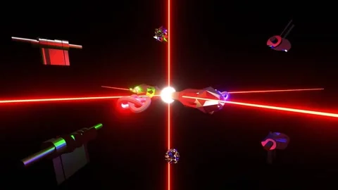 33 seconds looping mechanical shapes with lasers on black Stock Footage 281350724