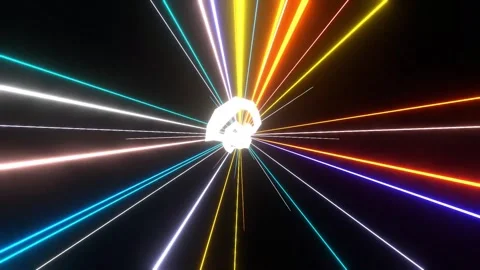 33 seconds looping twisting knots with neon lasers on black background Stock Footage 281350717