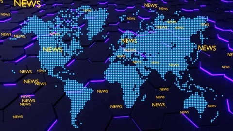 33 seconds moving hexagon background map news HD video Stock Footage 292884344