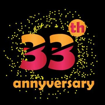 33 Year Anniversary Vector Template Design Illustration - Vector Stock Illustration