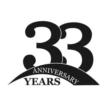 33 years anniversary, flat simple design Stock Illustration