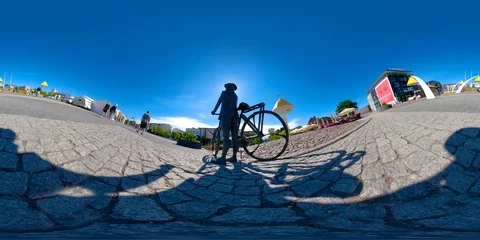 334 360 VR 360VR of The statue of the man in bicycle in Tallinn Estonia virtu Stock Footage 93445646
