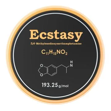 3,4-Methyl?enedioxy?methamphetamine (MDMA) circle icon, 3D rendering Stock Illustration