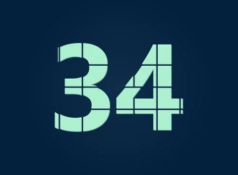 34 number, vector desing font.  Made of knife cut. For logo, brand label, des Stock Illustration