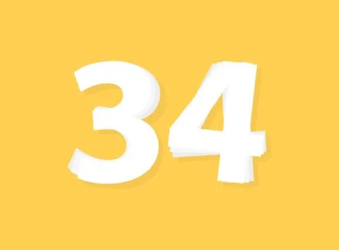 34 Number vector, modern layers design font. Eps10 illustration Stock Illustration