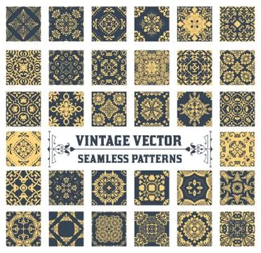 34 Seamless Patterns Background Collection Stock Illustration