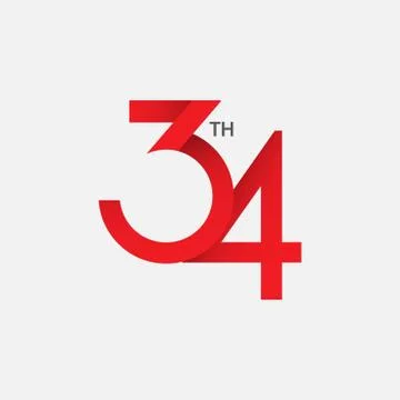 34 th Anniversary Vector Template Design Illustration Stock Illustration