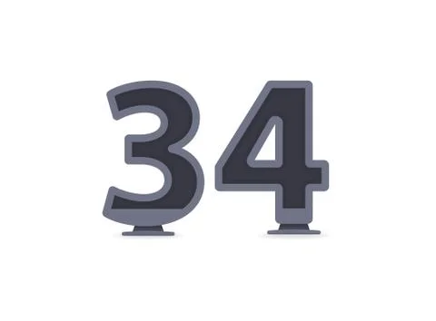 34 vector number design. For logo, brand label, design elements, corporate id Stock Illustration